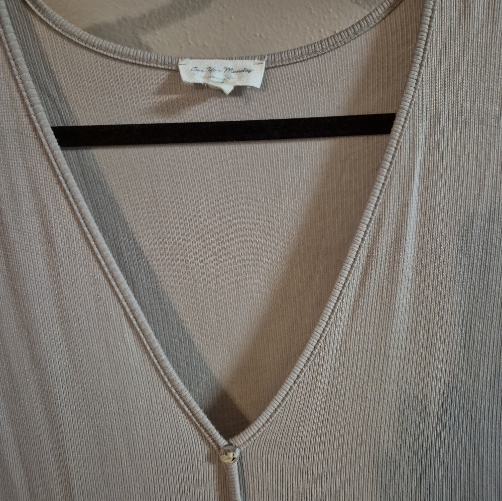 ❤️‍🔥See You Monday Medium Womens Soft Flowy Tan Rayon Dress - Picture 5 of 9